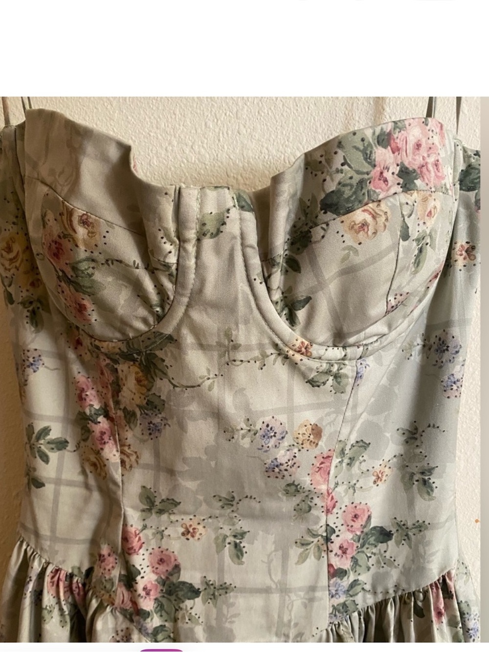 House of CB Samaria Mint Floral Midi Dress with Pink Blooms Size Small - Picture 4 of 11